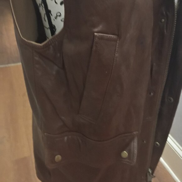 Men's Genuine Leather Vest - Color Dark Brown - Picture 3 of 4